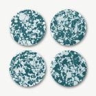 Rock Set of 4 Round Coasters, Forest Green and White