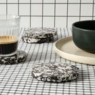 Rock Set of 4 Round Coasters, Black and White