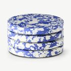 Rock Set of 4 Round Coasters, Cobalt Blue and White