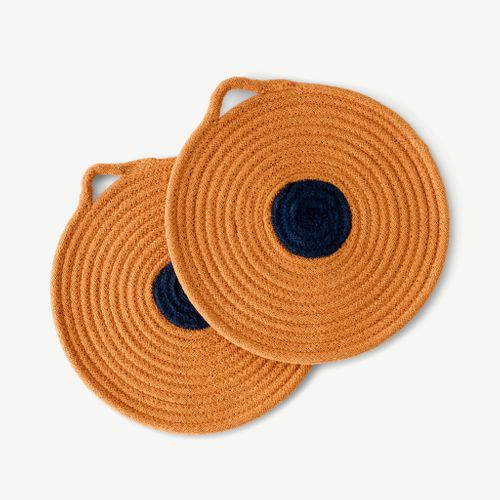 Penn Set of 2 Placemats, Terracotta and Charcoal