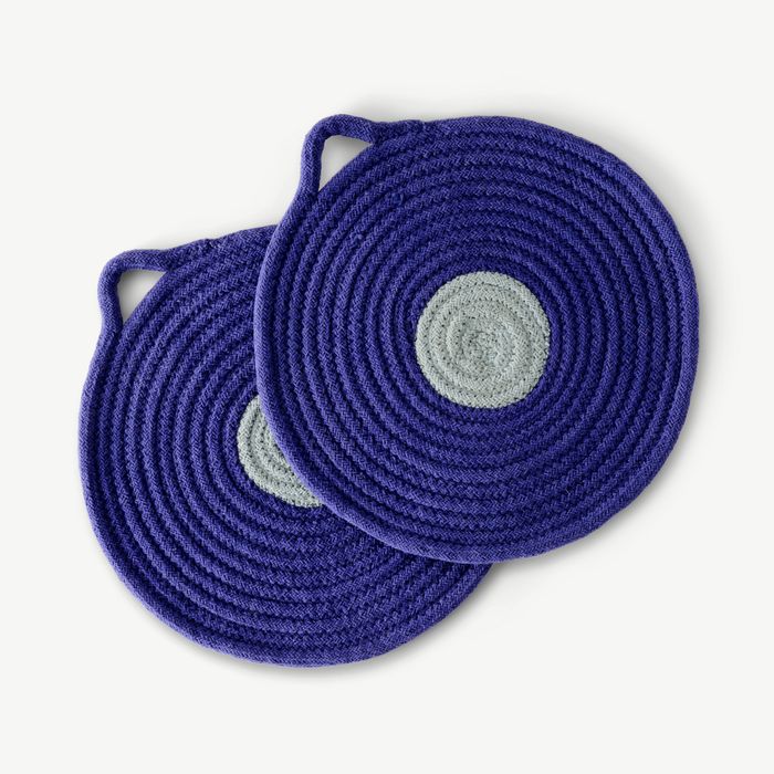 Penn Set of 2 Placemats, Cobalt Blue and Grey