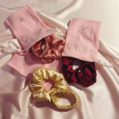 Silk Scrunchie and Hair Elastic Gift Set Duo- Choose Your Colours