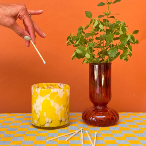 3 Wick Aromatherapy Candles with handblown glass