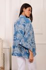 Ivory Embroidered Japanese Pine Needles on Blue Short Kimono