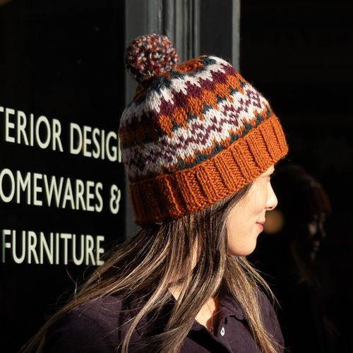 NORA FAIR ISLE BOBBLE HAT