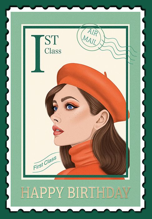NEW! Pin Up Postage Stamp Birthday Cards