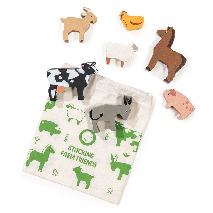 Mentari wooden toy stacking farm animals