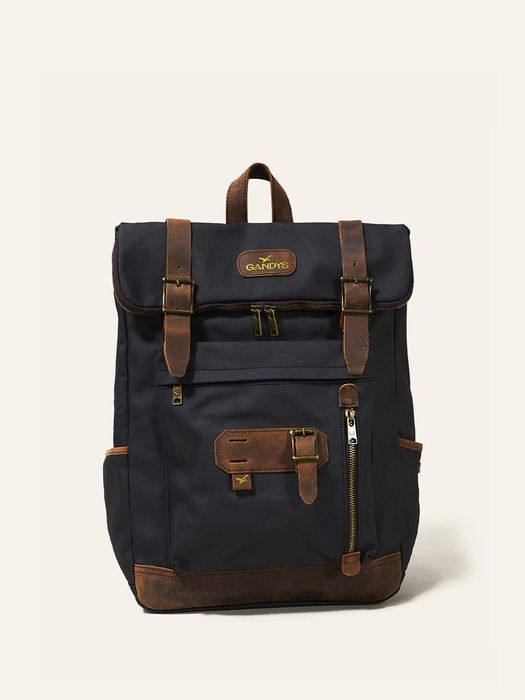 Black Coated Cotton Bali Backpack