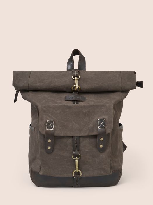 Sri Lanka Waxed Cotton Roll Top Clip Backpack