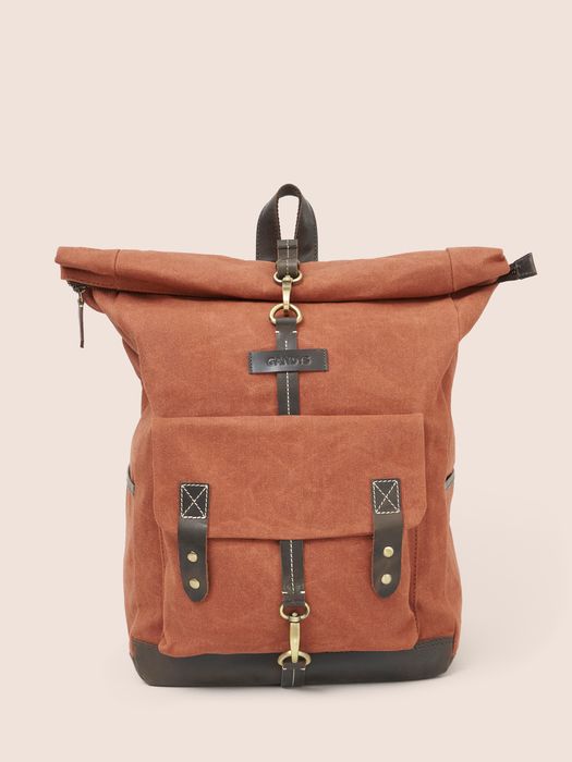 Sri Lanka Waxed Cotton Roll Top Clip Backpack