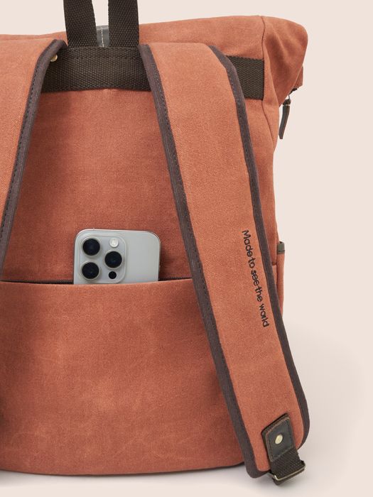 Sri Lanka Waxed Cotton Roll Top Clip Backpack