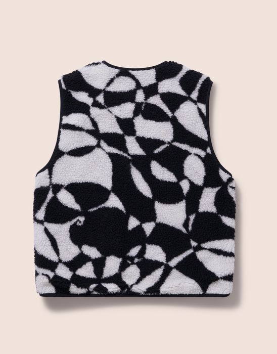 Canyon Printed Fleece Reversible Gilet in Black Print
