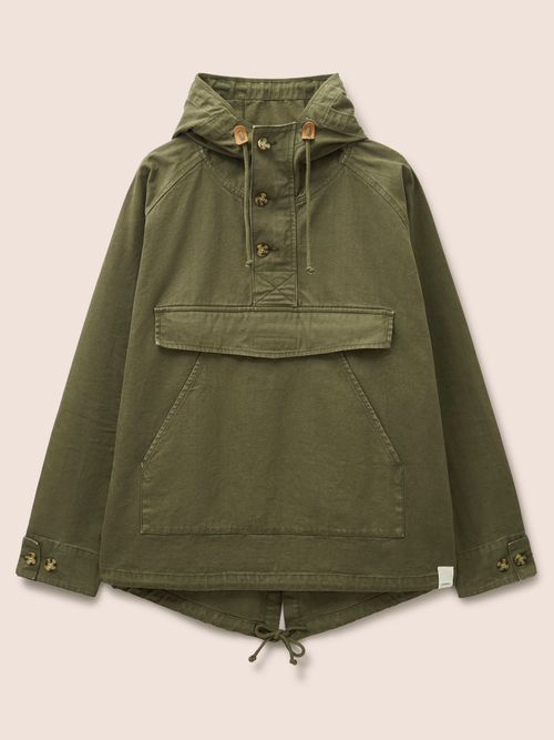 Oslo Cotton Overhead Parka Jacket in Green