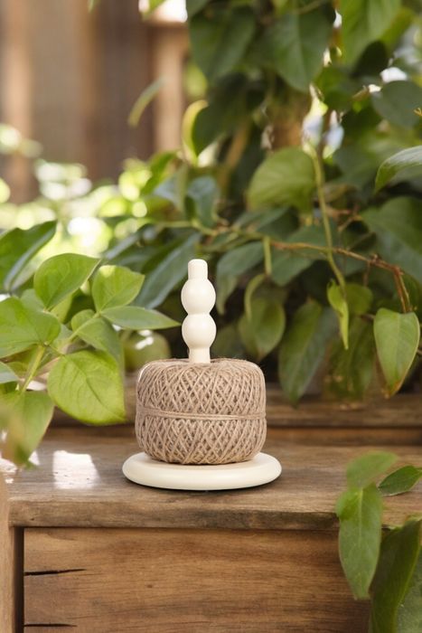 Turned, Wooden Roll holder with Twine