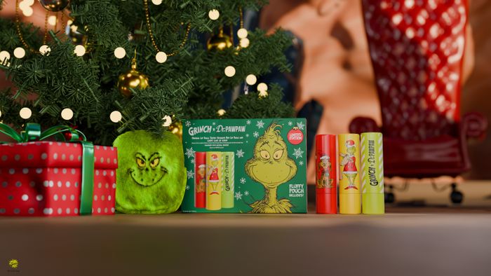 Dr.PAWPAW x The Grinch Ultimate Red, Candy Cane Lip Scrub & Original Blam Gift Set