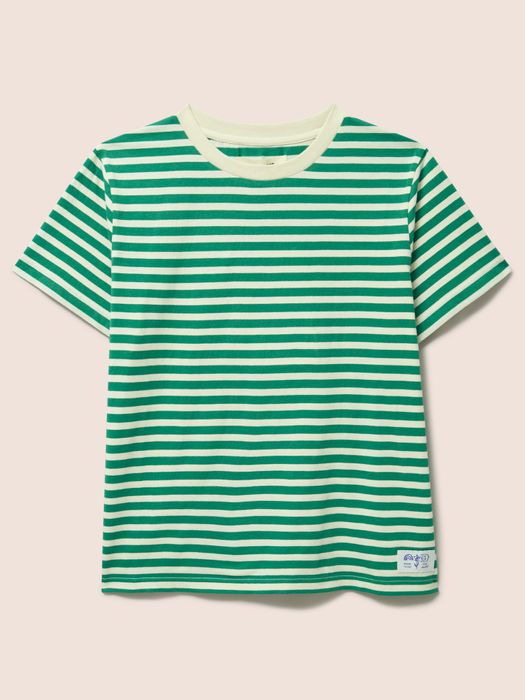 Relaxed Fit Organic Cotton Short Sleeve Stripe T-Shirt