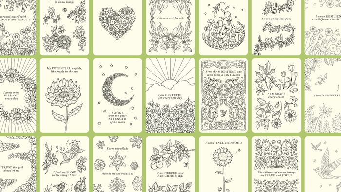 9781805700500		Johanna Basford's Notes from Nature	30 Affirmations Cards to Colour