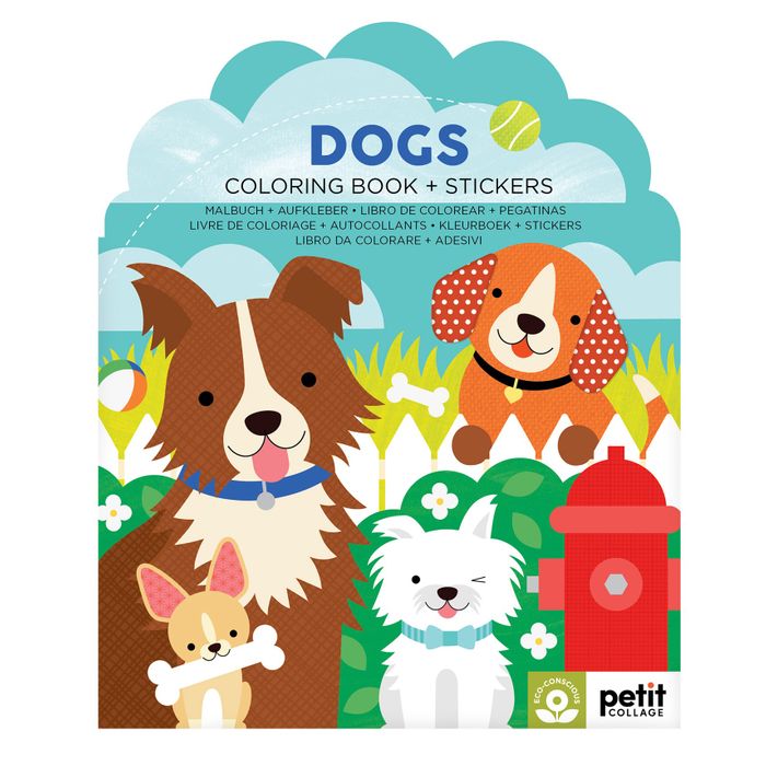 Dogs Coloring Book + Stickers