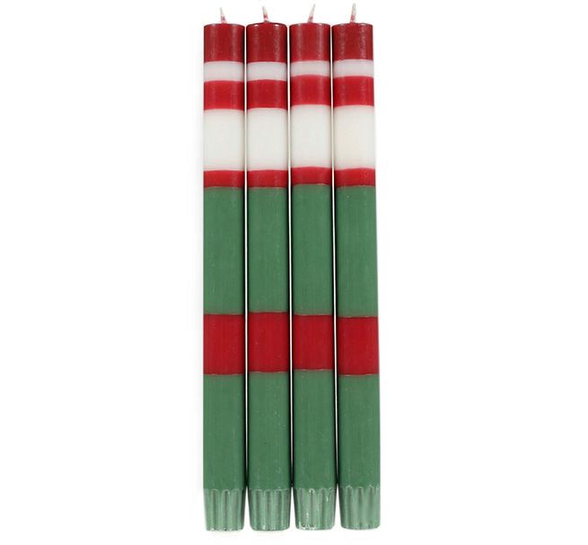 NEW! Mixed FESTIVE Striped Dinner Candles