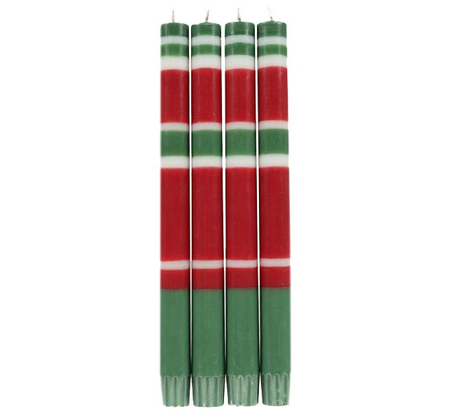 NEW! Mixed FESTIVE Striped Dinner Candles