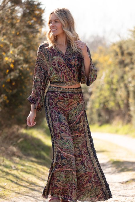 Palazzo trousers and wrap around top