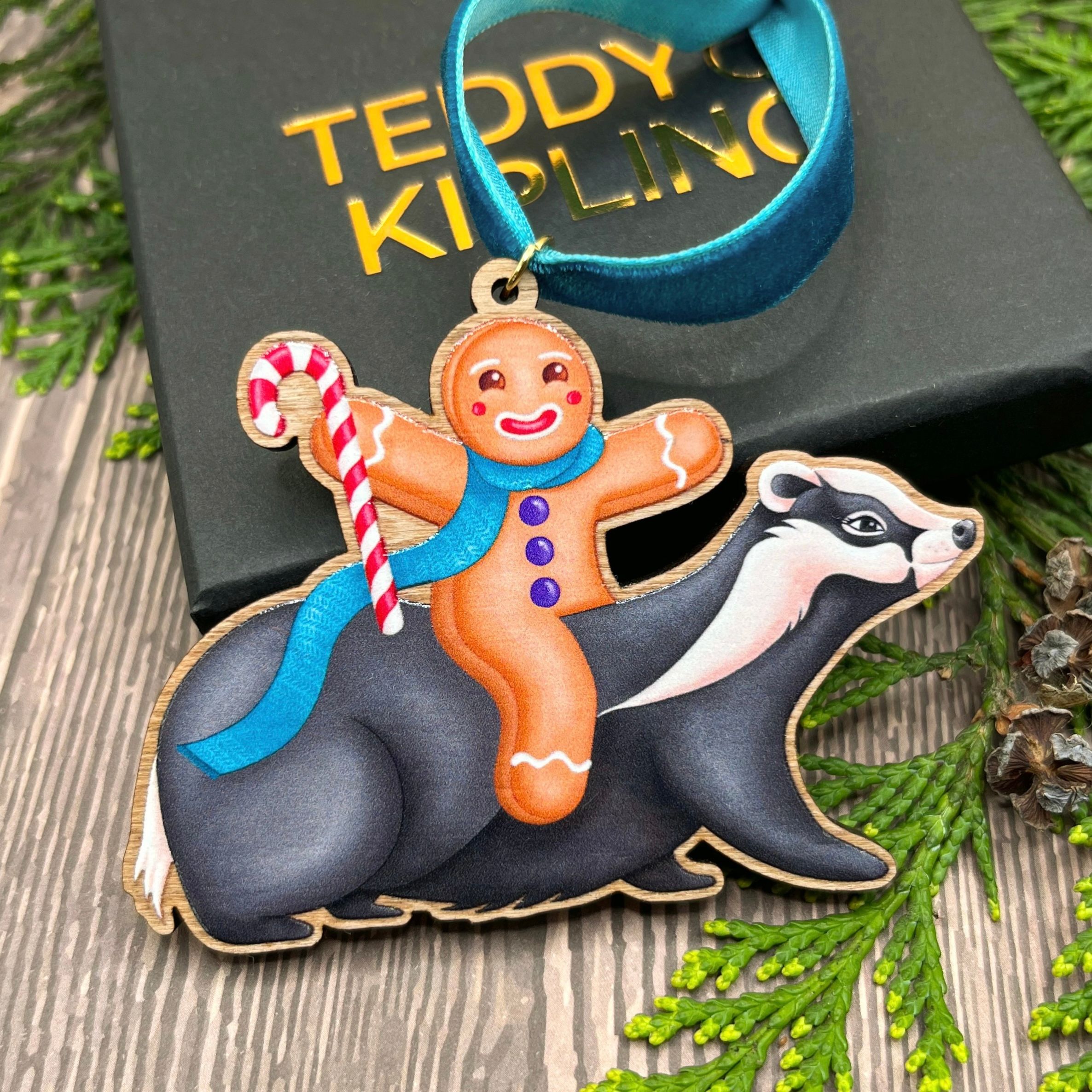 Gingerbread Man & Badger Christmas Tree Decoration