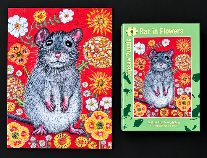 Jigsaw Puzzle: Rat in Flowers 