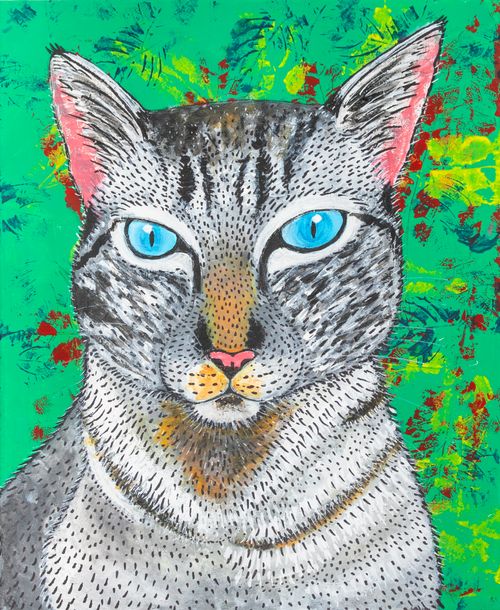 Fine Art Print: Cat in Green Abstract