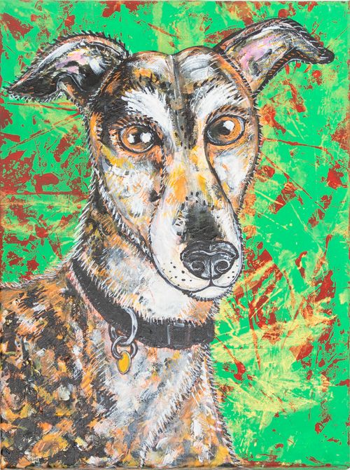 Fine Art Print: Lurcher in Green Absract