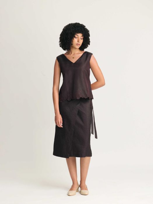 Mulberry Silk Embroidered V-Neck Top