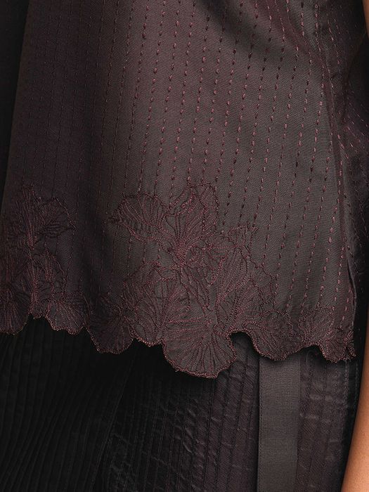 Mulberry Silk Embroidered V-Neck Top