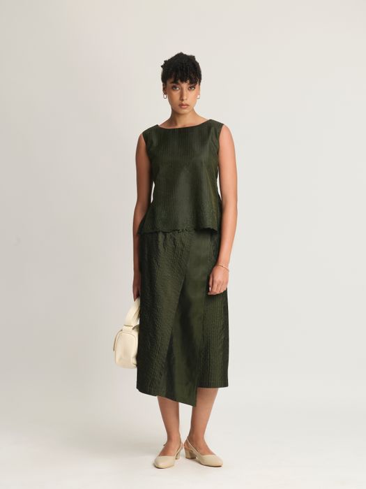 Mulberry Silk Embroidered Boat Neck Top