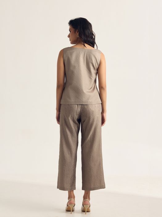 Mulberry Silk Embroidered Boat Neck Top