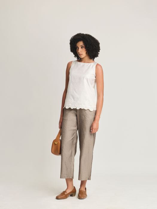 Mulberry Silk Embroidered Raglan Cut Top