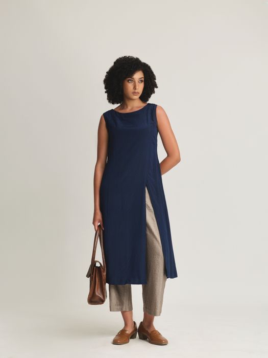 Crepe Silk Textured Long Top