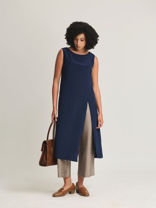 Crepe Silk Textured Long Top