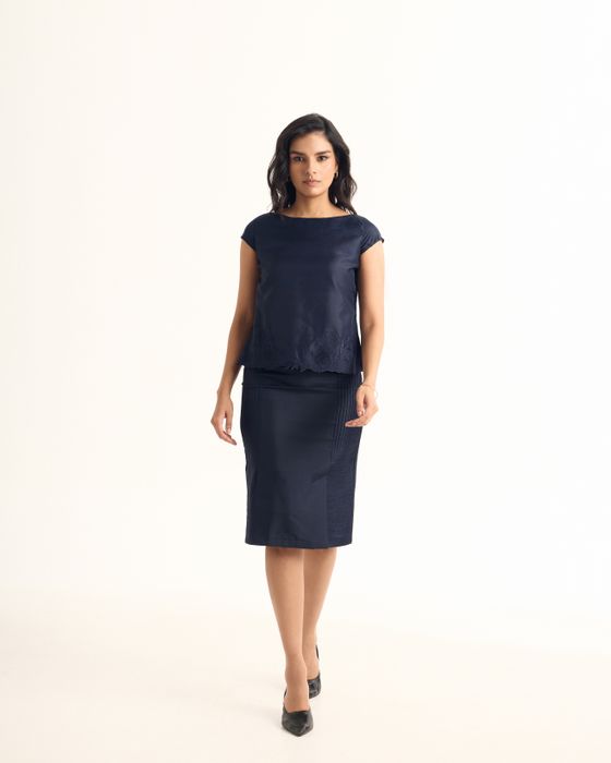 Mulberry Silk Embroidered Cap Sleeve Top