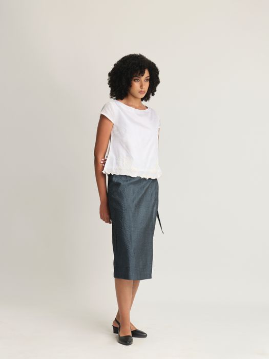 Mulberry Silk Embroidered Cap Sleeve Top