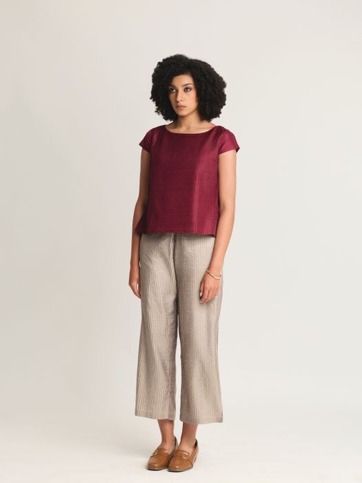 Mulberry Silk Pintuck Cap Sleeve Top