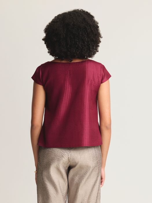 Mulberry Silk Pintuck Cap Sleeve Top