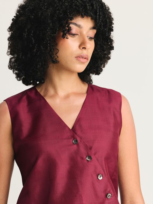 Mulberry Silk Overlap Vest