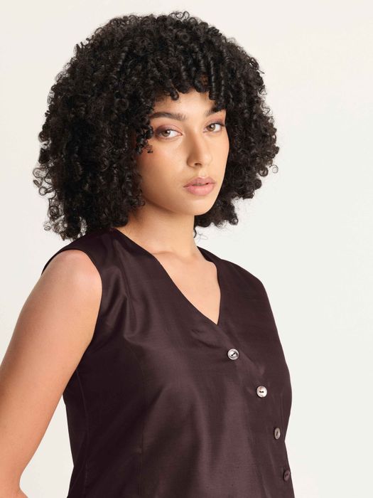 Mulberry Silk Overlap Vest