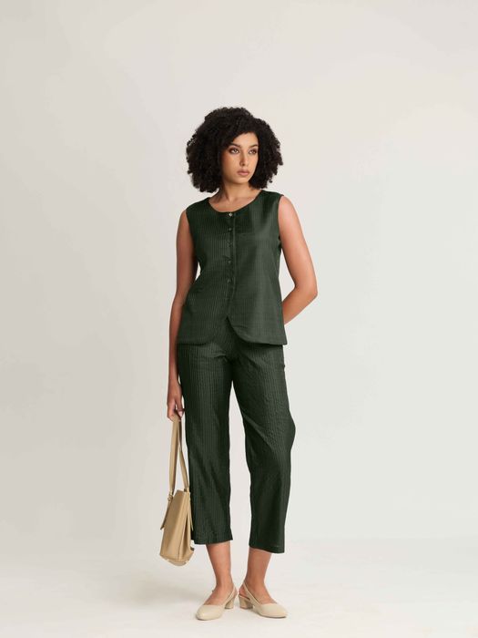 Mulberry Silk Pintuck Wide Neck Vest