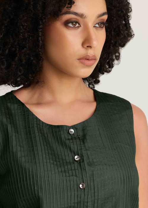 Mulberry Silk Pintuck Wide Neck Vest