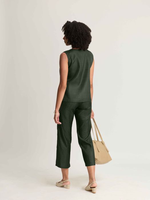 Mulberry Silk Pintuck Wide Neck Vest