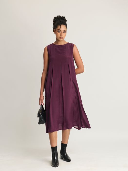 Crepe Silk Pleated Dress