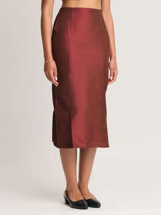 Mulberry Silk Pintuck Straight Skirt