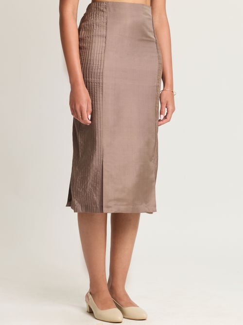 Mulberry Silk Pintuck Straight Skirt