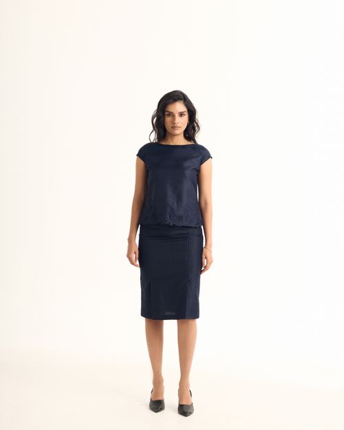 Mulberry Silk Pintuck Straight Skirt
