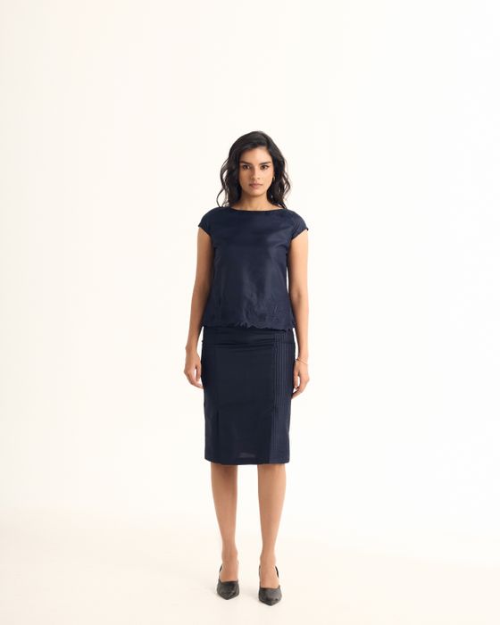 Mulberry Silk Pintuck Straight Skirt
